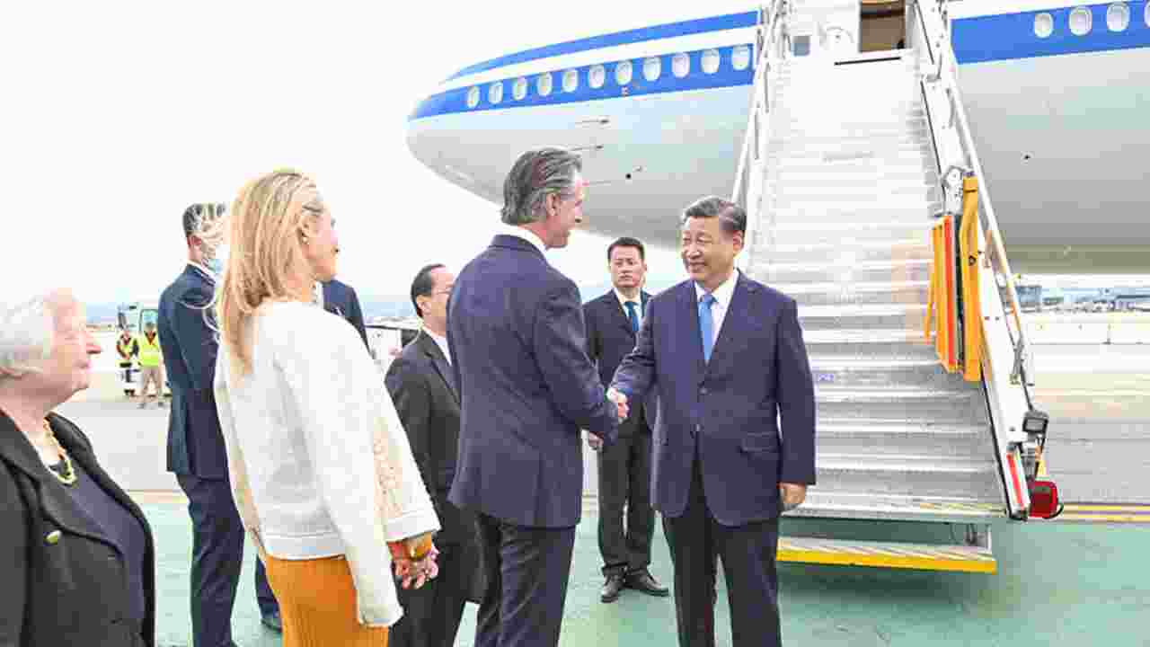 Chinese President Xi Jinping arrives at the airport in California in November 2023 for an economic summit