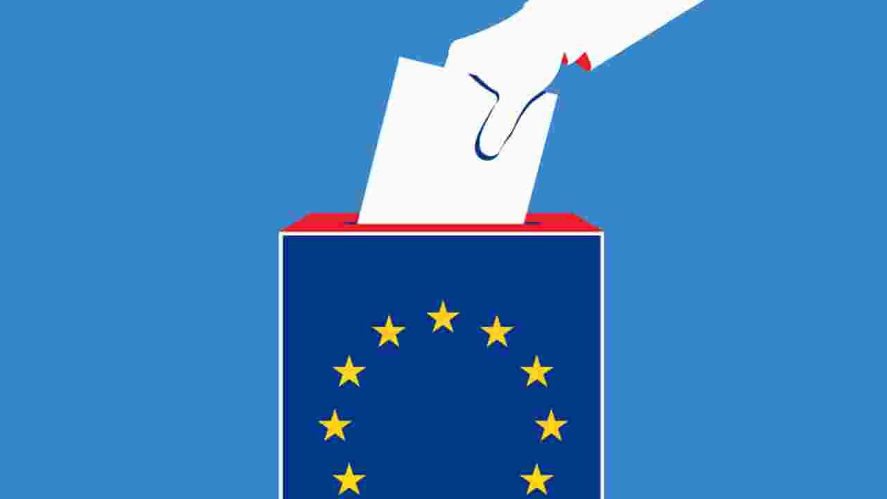 Illustration of vote being cast with European Union symbol. Voting for the European Parliament concluded Sunday, and as final tallies are being calculated, it is clear that right-wing nationalist parties gained ground, though center-right parties will continue to control the most seats. 